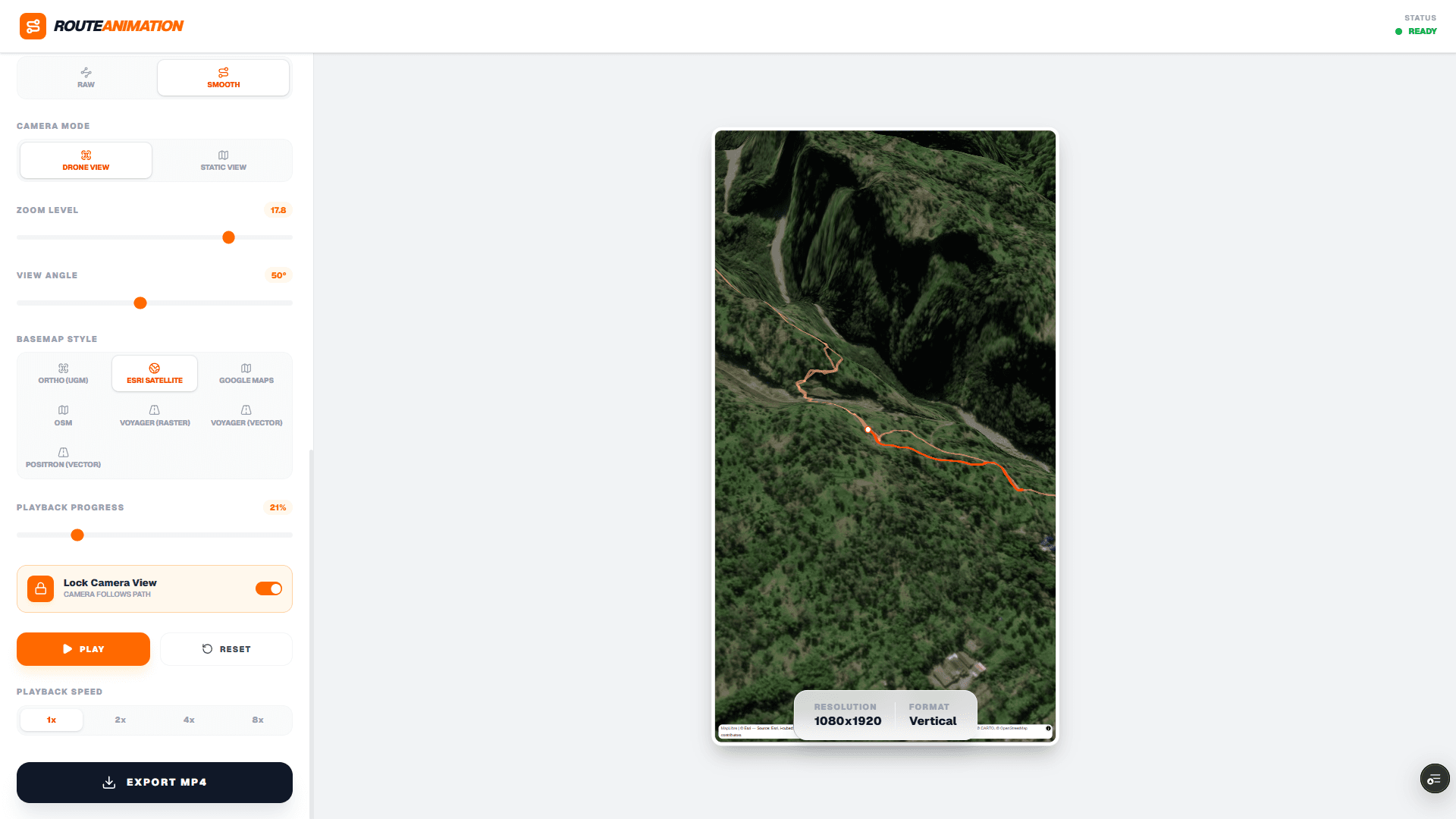 RouteAnimation: 3D Flyover Visualization for Geospatial Tracks - 1